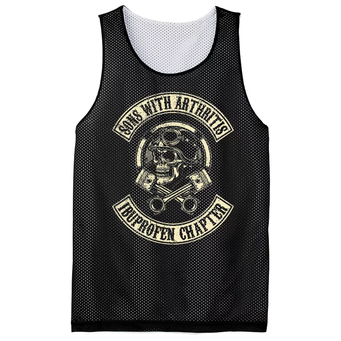 Sons With Arthritis Ibuprofen Chapter Funny Biker Skull Mesh Reversible Basketball Jersey Tank