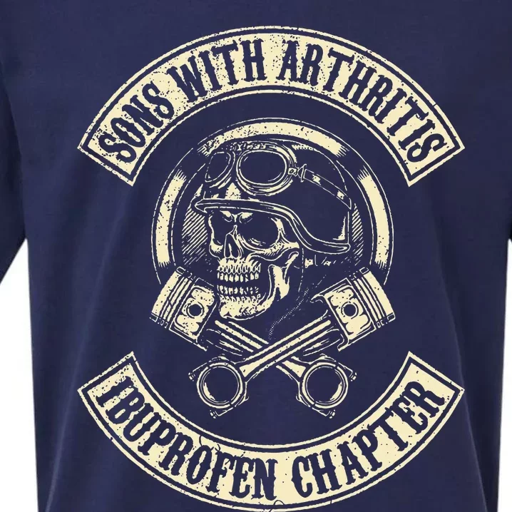 Sons With Arthritis Ibuprofen Chapter Funny Biker Skull Sueded Cloud Jersey T-Shirt