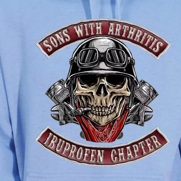 Sons With Arthritis Ibuprofen Chapter Funny Biker Skull Gift Unisex Surf Hoodie