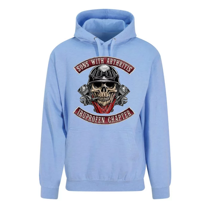 Sons With Arthritis Ibuprofen Chapter Funny Biker Skull Gift Unisex Surf Hoodie