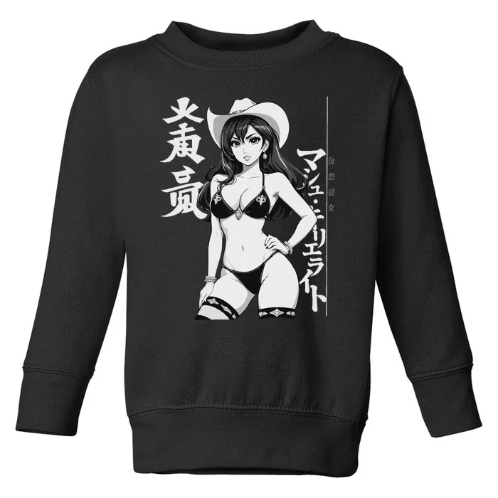 Sexy Waifu Anime Cowgirl Sheriff Rodeo Design Toddler Sweatshirt