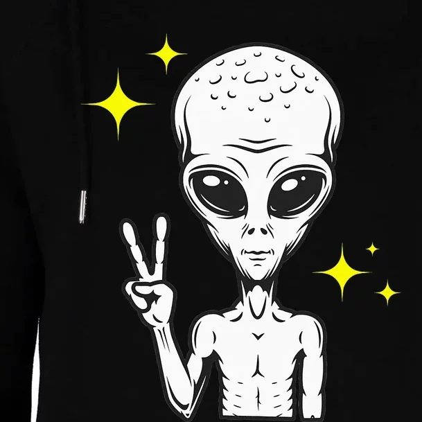 Stay Weird Alien Peace Fingers funny alien Womens Funnel Neck Pullover Hood