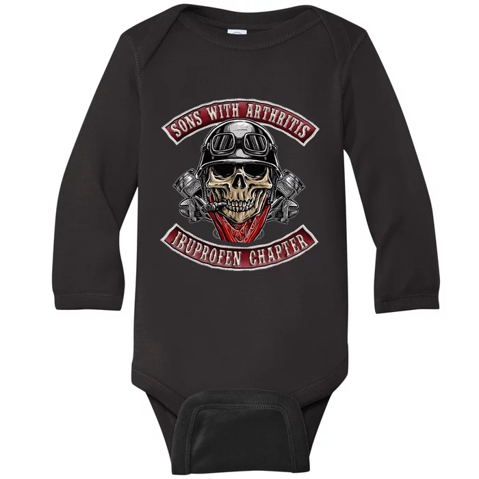 Sons With Arthritis Ibuprofen Chapter Funny Biker Baby Long Sleeve Bodysuit