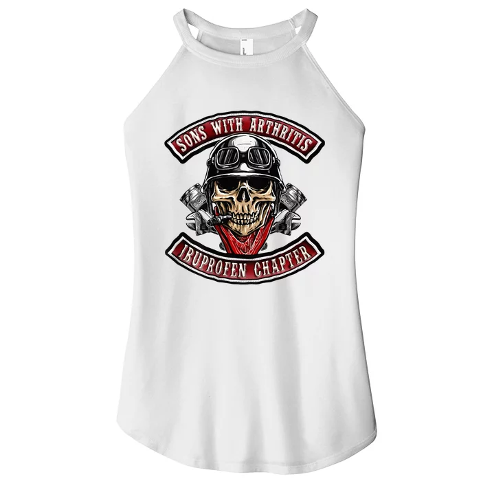 Sons With Arthritis Ibuprofen Chapter Funny Biker Skull Women’s Perfect Tri Rocker Tank