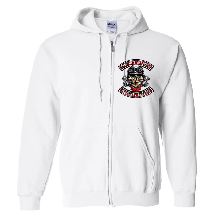 Sons With Arthritis Ibuprofen Chapter Funny Biker Skull Full Zip Hoodie