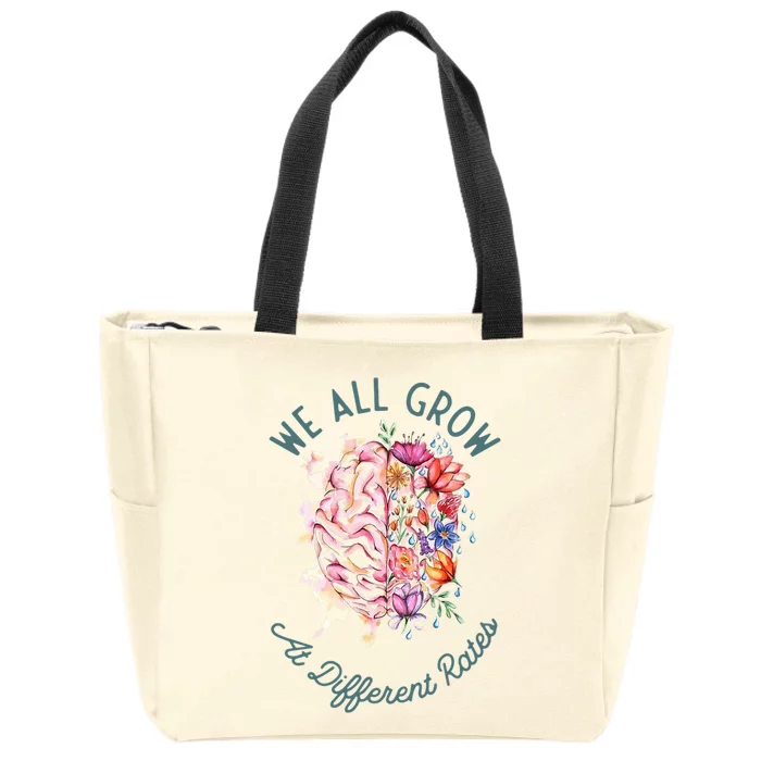 Support We All Grow At Different Rates asd Awareness Zip Tote Bag