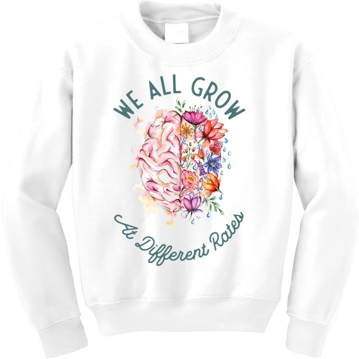 Support We All Grow At Different Rates asd Awareness Kids Sweatshirt