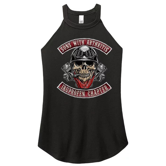 Sons With Arthritis Ibuprofen Chapter Funny Biker Skull Gift Women’s Perfect Tri Rocker Tank