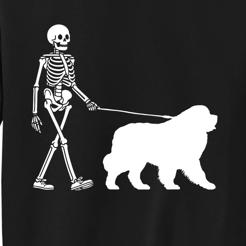 Skeleton Walking A Newfoundland Dog Halloween Outfit Tall Sweatshirt