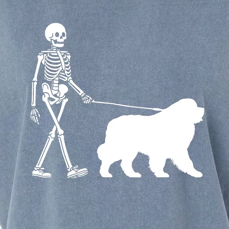 Skeleton Walking A Newfoundland Dog Halloween Outfit Garment-Dyed Women's Muscle Tee