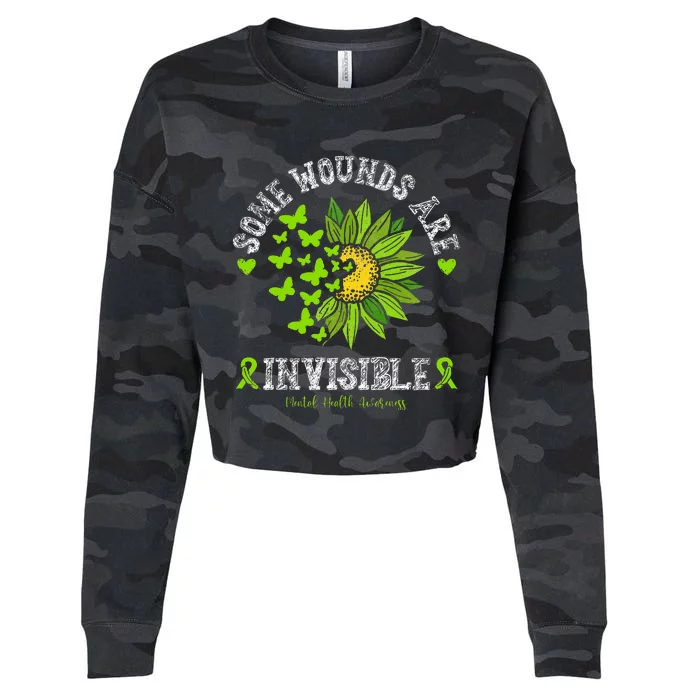 Some Wounds Are Invisible Mental Health Awareness Sunflower Cropped Pullover Crew