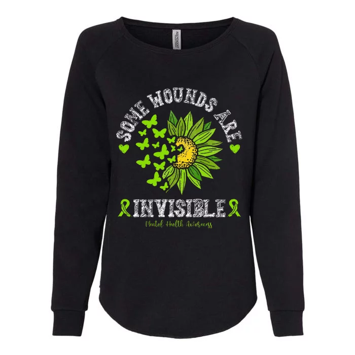 Some Wounds Are Invisible Mental Health Awareness Sunflower Womens California Wash Sweatshirt