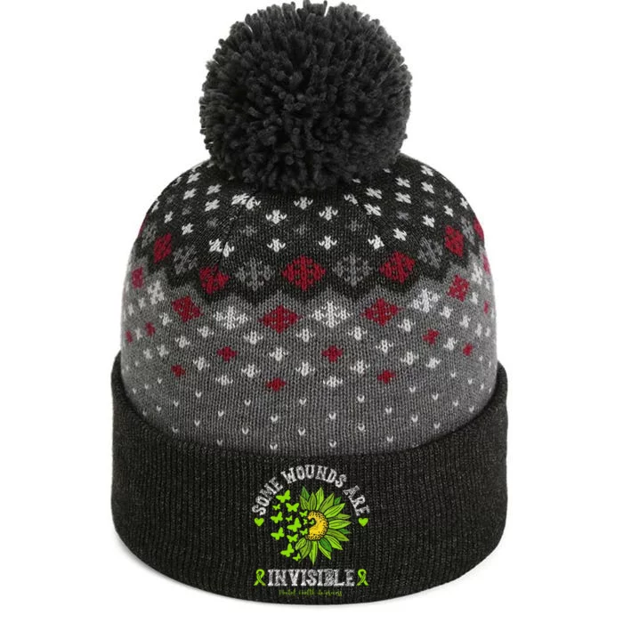 Some Wounds Are Invisible Mental Health Awareness Sunflower The Baniff Cuffed Pom Beanie