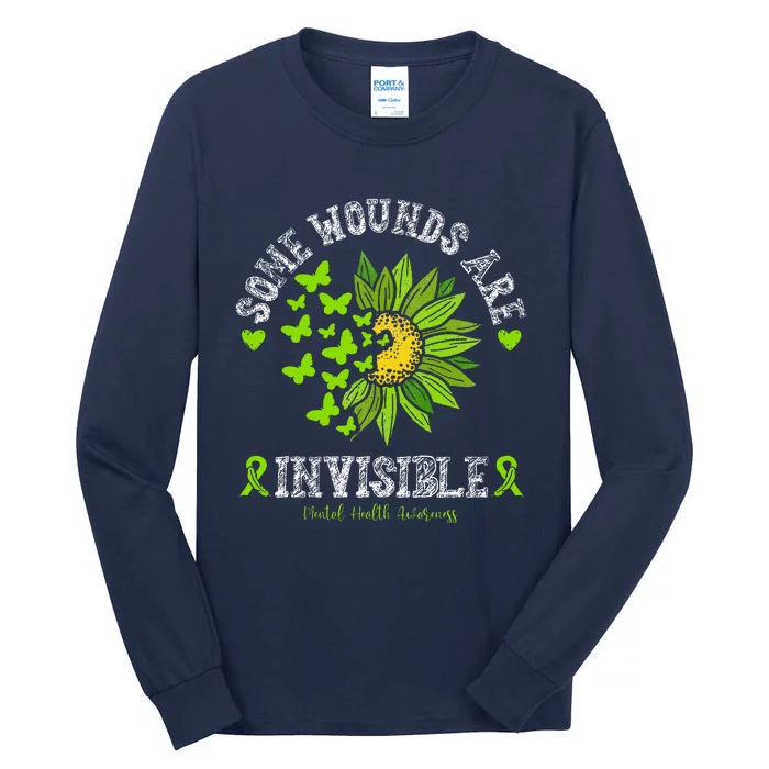 Some Wounds Are Invisible Mental Health Awareness Sunflower Tall Long Sleeve T-Shirt