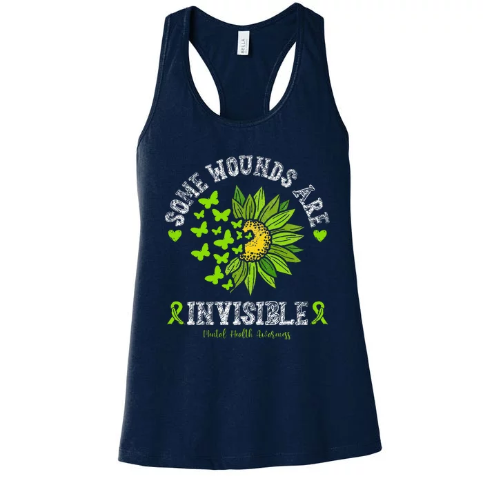 Some Wounds Are Invisible Mental Health Awareness Sunflower Women's Racerback Tank