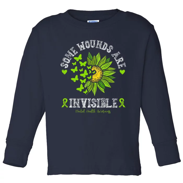 Some Wounds Are Invisible Mental Health Awareness Sunflower Toddler Long Sleeve Shirt