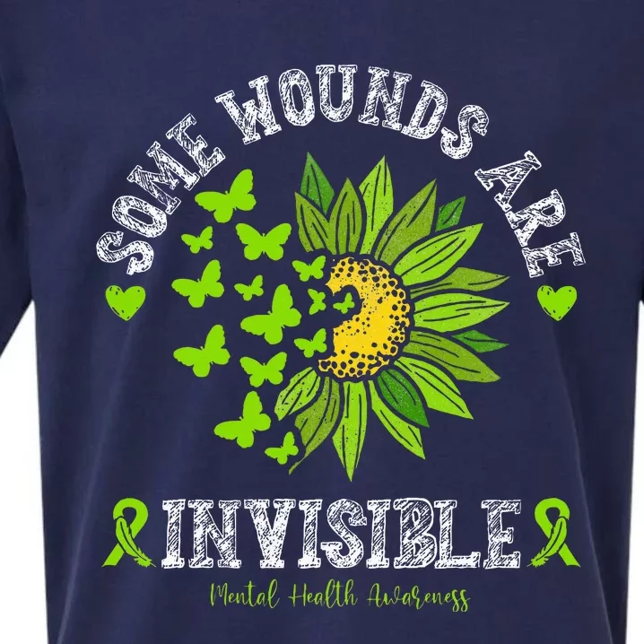 Some Wounds Are Invisible Mental Health Awareness Sunflower Sueded Cloud Jersey T-Shirt