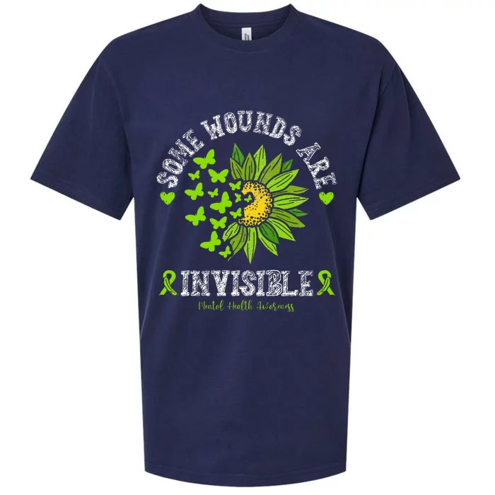 Some Wounds Are Invisible Mental Health Awareness Sunflower Sueded Cloud Jersey T-Shirt