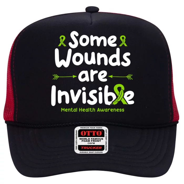 Some Wounds Are Invisible Tal Health Awareness Ribbon Gift High Crown Mesh Trucker Hat