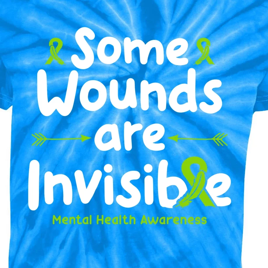 Some Wounds Are Invisible Tal Health Awareness Ribbon Gift Kids Tie-Dye T-Shirt