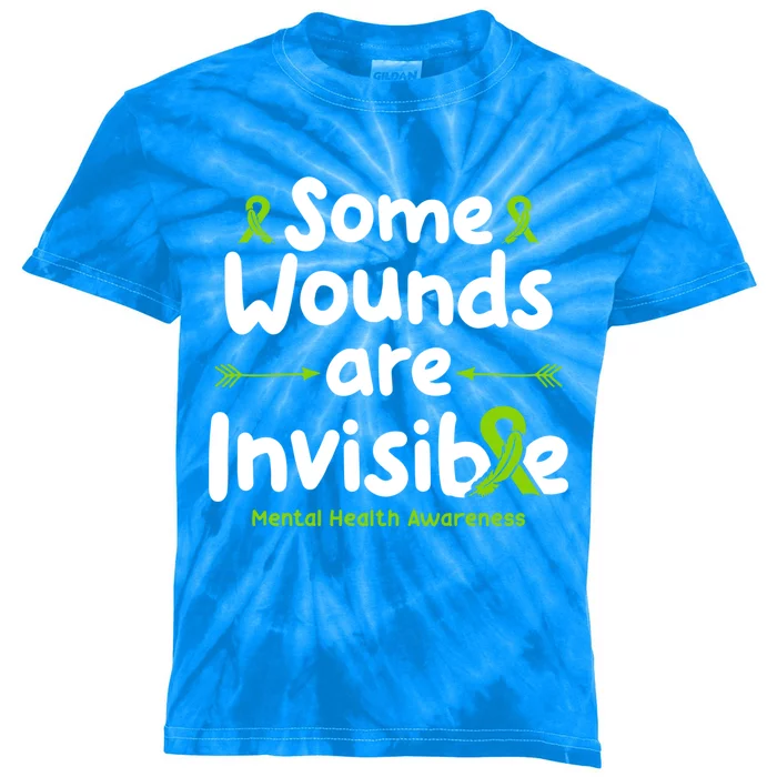 Some Wounds Are Invisible Tal Health Awareness Ribbon Gift Kids Tie-Dye T-Shirt