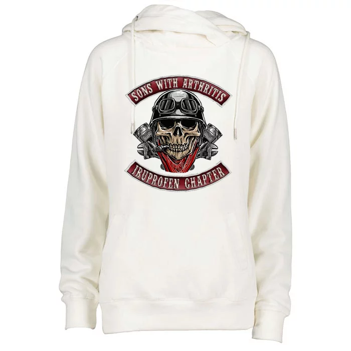 Sons With Arthritis Ibuprofen Chapter Funny Biker Skull Gift Womens Funnel Neck Pullover Hood