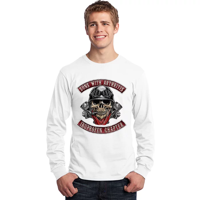 Sons With Arthritis Ibuprofen Chapter Funny Biker Skull Gift Long Sleeve Shirt