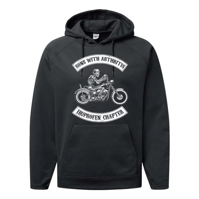 Sons With Arthritis Ibuprofen Chapter Funny Biker Skull Performance Fleece Hoodie