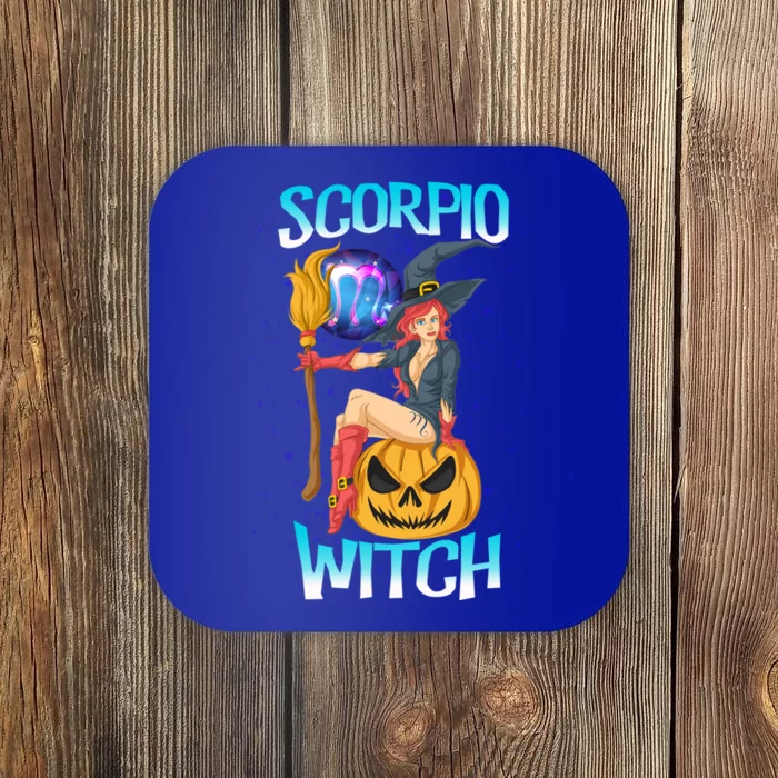 Scorpio Witch And Cute Pumpkin And Astrology Gift Coaster