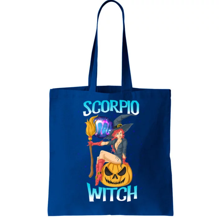 Scorpio Witch And Cute Pumpkin And Astrology Gift Tote Bag