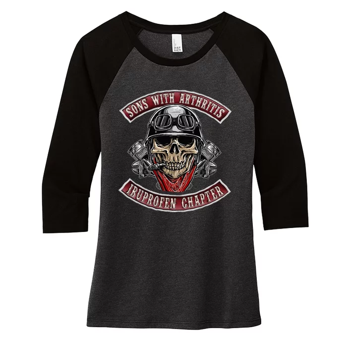 Sons With Arthritis Ibuprofen Chapter Funny Biker Skull Gift Women's Tri-Blend 3/4-Sleeve Raglan Shirt