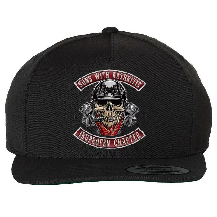 Sons With Arthritis Ibuprofen Chapter Funny Biker Skull Gift Wool Snapback Cap