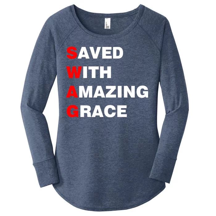 Swag Saved With Amazing Grace Women's Perfect Tri Tunic Long Sleeve Shirt