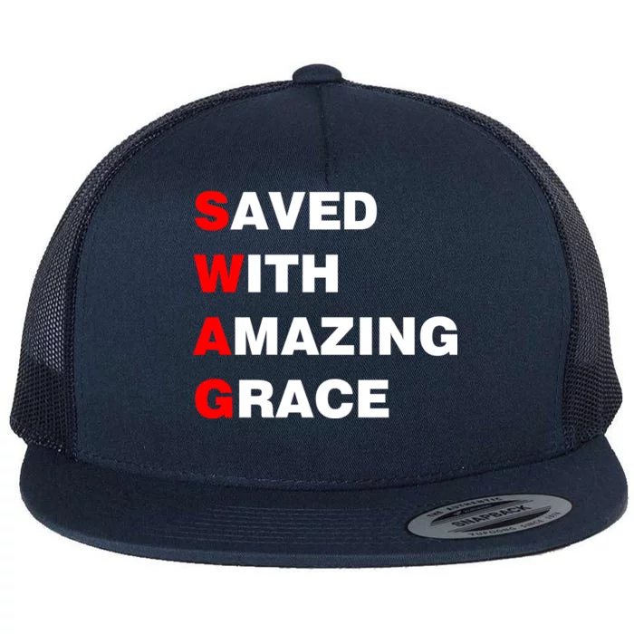 Swag Saved With Amazing Grace Flat Bill Trucker Hat