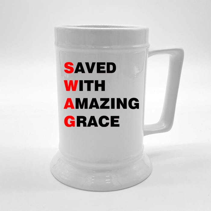 Swag Saved With Amazing Grace Front & Back Beer Stein