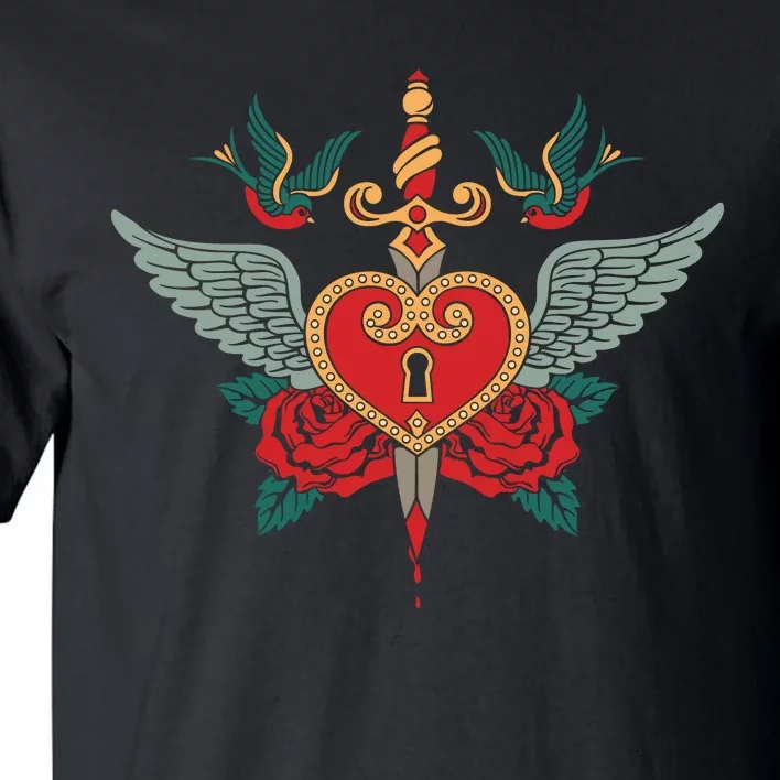 Swallows Heart Lockbox Sword Tall T-Shirt