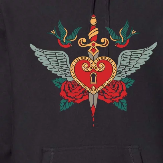 Swallows Heart Lockbox Sword Premium Hoodie