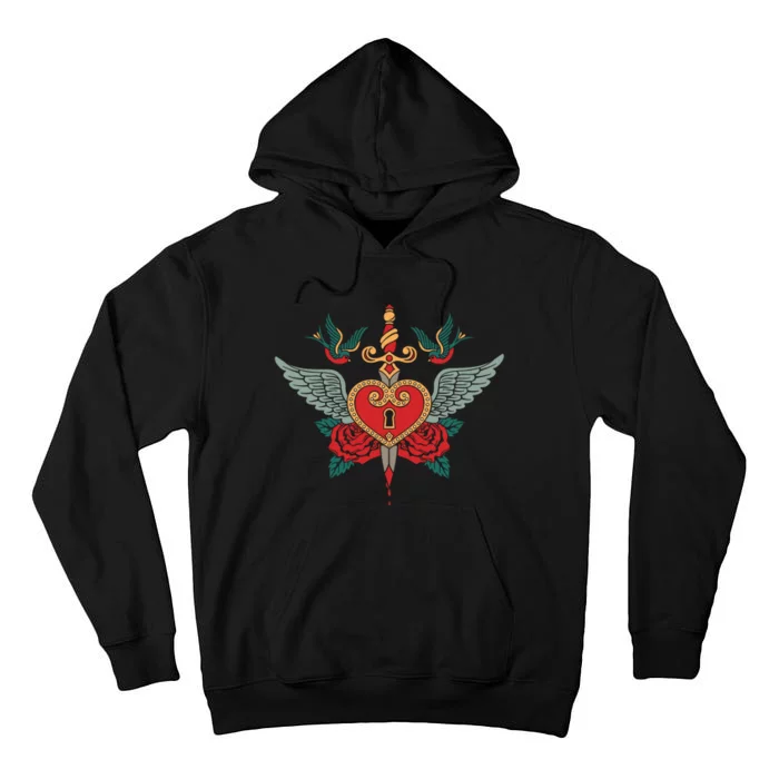 Swallows Heart Lockbox Sword Tall Hoodie