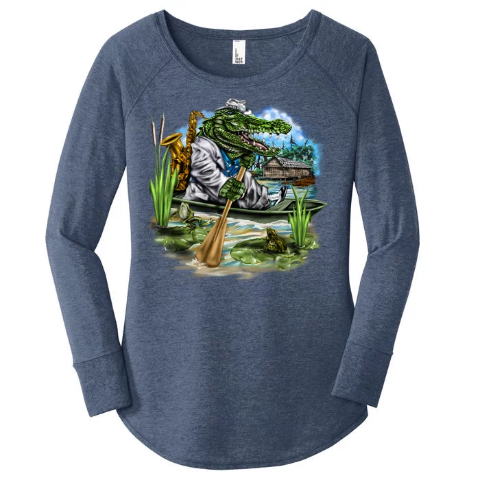 Swamp Gator With A trumpet Women's Perfect Tri Tunic Long Sleeve Shirt