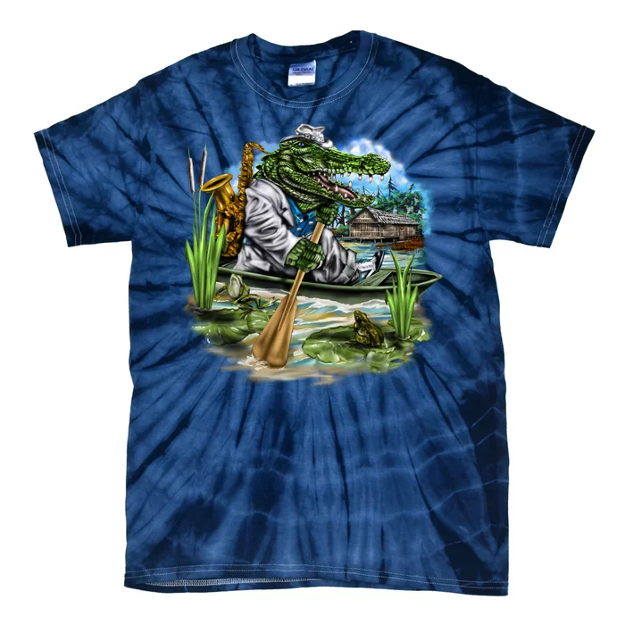 Swamp Gator With A trumpet Tie-Dye T-Shirt