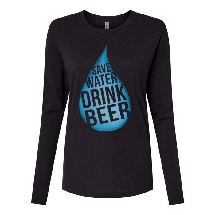 Save Water Beer Cool Gift Womens Cotton Relaxed Long Sleeve T-Shirt