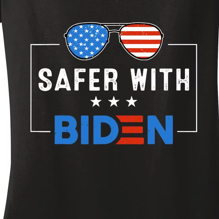 Safer With Biden Women's V-Neck T-Shirt