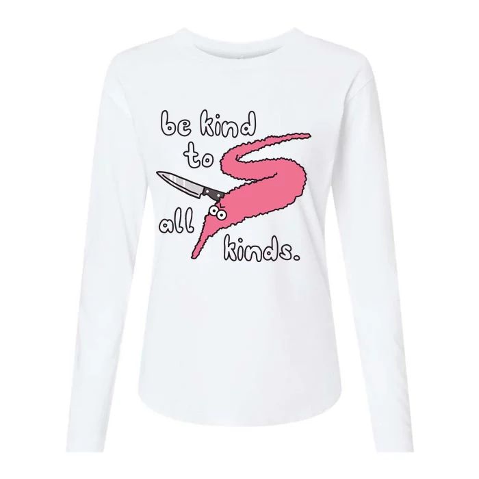 Squiggle Worms Be Kind To All Kinds Womens Cotton Relaxed Long Sleeve T-Shirt