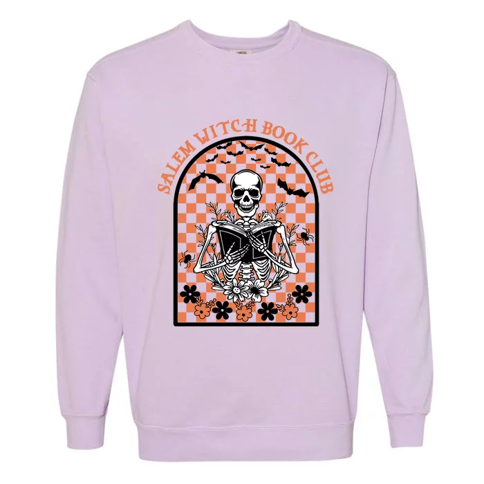 Salem Witch Book Club Skeleton Spooky Halloween Book Lovers Cute Gift Garment-Dyed Sweatshirt