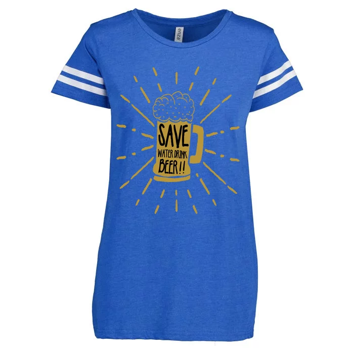 Save Water Beer Graffiti Art Protest Gift Enza Ladies Jersey Football T-Shirt