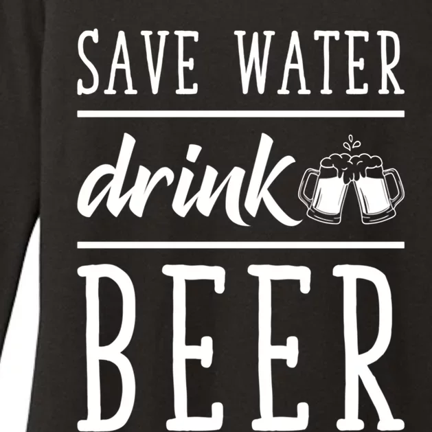 Save Water Beer Alcohol Love Friends Party Gather Fun Gift Womens CVC Long Sleeve Shirt