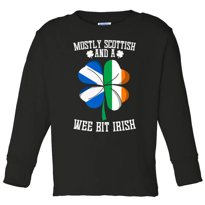 Scottish Wee Bit Irish Scotland St Patricks Day Gifts Flag Toddler Long Sleeve Shirt