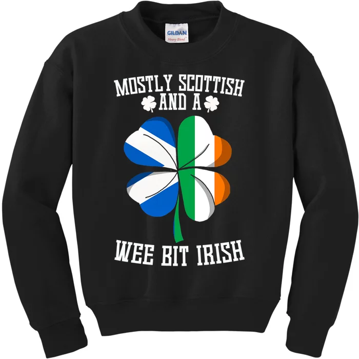 Scottish Wee Bit Irish Scotland St Patricks Day Gifts Flag Kids Sweatshirt