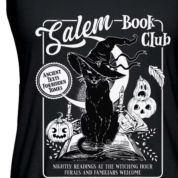 Salem Witch Book Club Bookish Retro Halloween Black Cat Gift Ladies Essential Flowy Tank