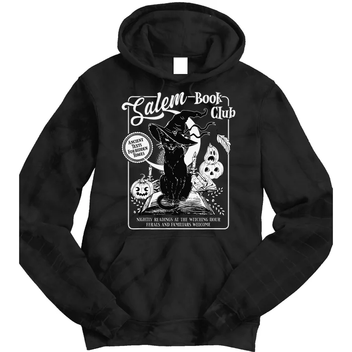 Salem Witch Book Club Bookish Retro Halloween Black Cat Gift Tie Dye Hoodie